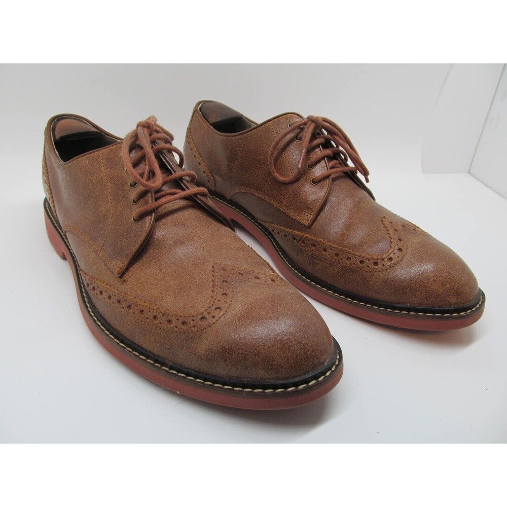 Cole Haan Nikeair Mens Brown Distressed Leather Brogue Wingtip Derbys US 10 M